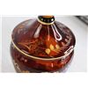 Image 2 : Amber Glass Bohemian Cut-to-Clear Covered Jar