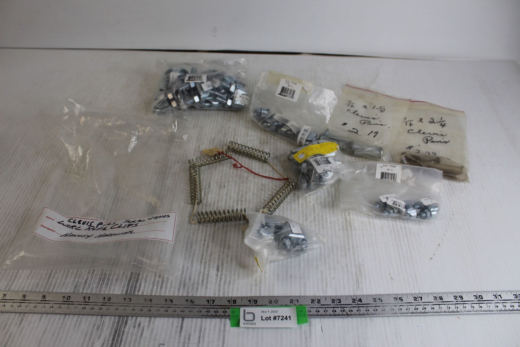 Assorted Hardware - Clevis Pins, Jack all Springs, Wire Rope Clips ...