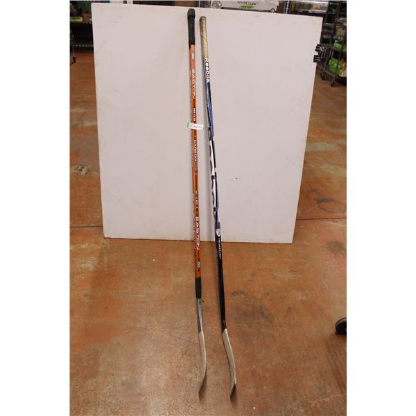 (2) Left-Hand Hockey Sticks - Easton, Reebok