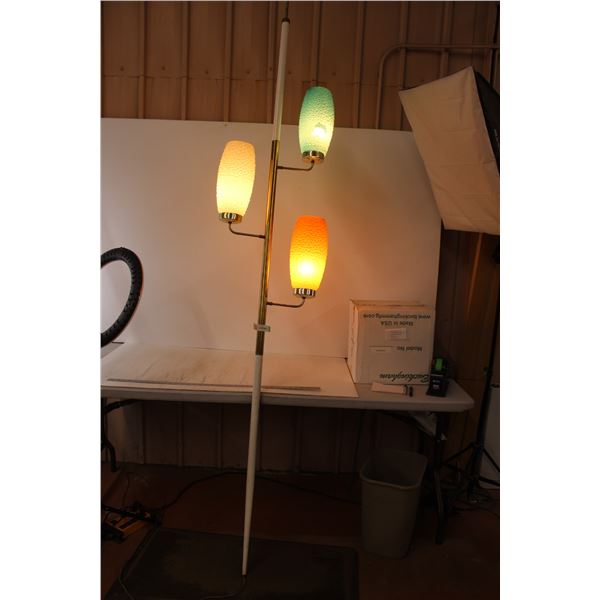 *MCM Pole Lamp with Bubble Shades - Damage to (2) Shades, 98", Works