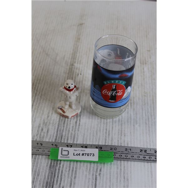 Coca-Cola Glass and Coca-Cola Bear Figurine