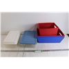 Image 1 : (2) Containers with lids, (2) Red and (2) Blue Baskets