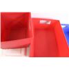 Image 2 : (2) Containers with lids, (2) Red and (2) Blue Baskets