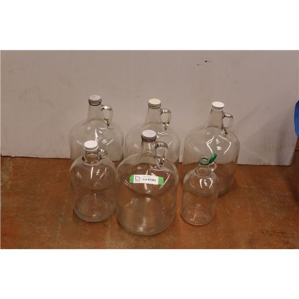 *(6) Clear Glass Jugs