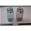 Image 1 : (2) Sealer Jars - Aqua  & Purple