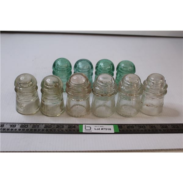 (10) Clear Glass and Blue Glass Insulators