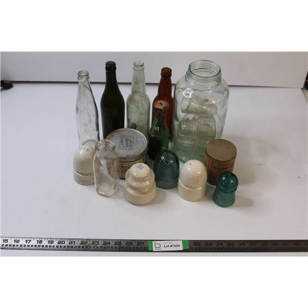 Assortment Of Vintage Bottles And Insulators