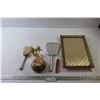 Image 1 : Metal Tray w/ Partial Vanity Set - Brush Mirror, Powder Jar