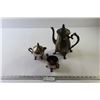 Image 1 : Metal Teapot, Creamer, Sugar Bowl