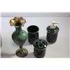 Image 2 : 5- Piece Bathroom Set - Garbage, Soap, Toothbrush Holder, etc. + Vase