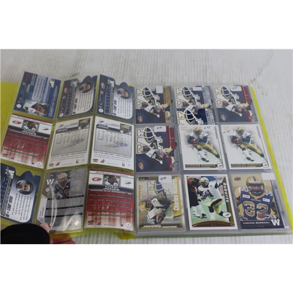 Folder of Winnipeg Blue Bombers CFL Football Trading Cards - (11) Pages