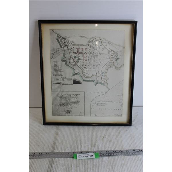 Framed Plan of the City and Fortification of Louisburg - 15 1/2" x 18"