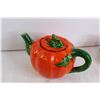 Image 2 : Tomatoware Tea Set - Teapot, Sugar and Creamer with Dish, (4) Teacups, (3) Saucers