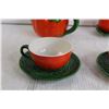 Image 4 : Tomatoware Tea Set - Teapot, Sugar and Creamer with Dish, (4) Teacups, (3) Saucers