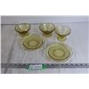 Image 1 : Madrid Amber Depression Glass - (3) Sherberts + (2) Saucers