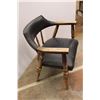 Image 5 : *Vintage Black Vinyl Padded Captain's Chair - 36" Tall