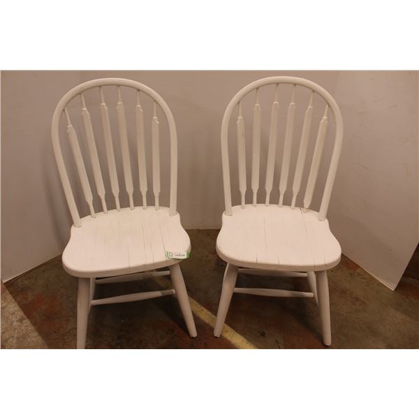 *(2) White Painted Wooden Chairs