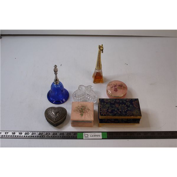 (5) Assorted Jewellery Boxes / Two Perfume Bottles