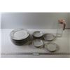 Image 1 : Fine China Pieces "Diane" Pattern - (6) Bowls + (8) Plates + (3) Small Plates + Pitcher