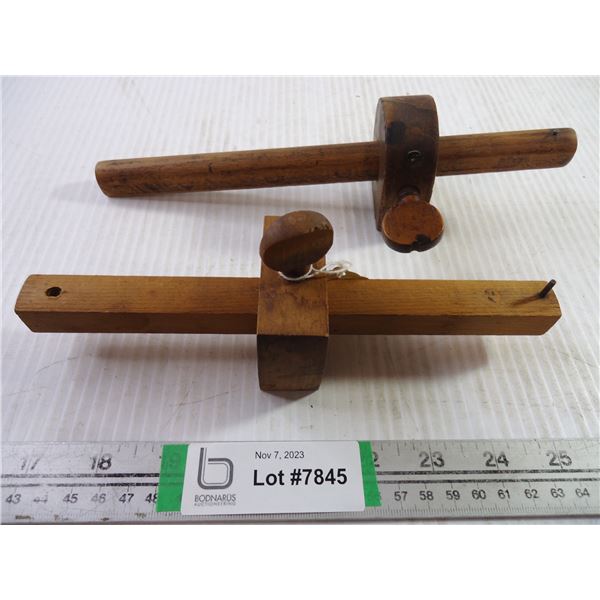 (2) Vintage Wood Scribes-Adjustable-8.5" and 10" size