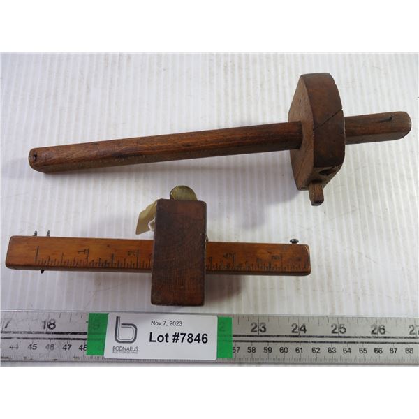 (2) Vintage Wood Scribes-Adjustable