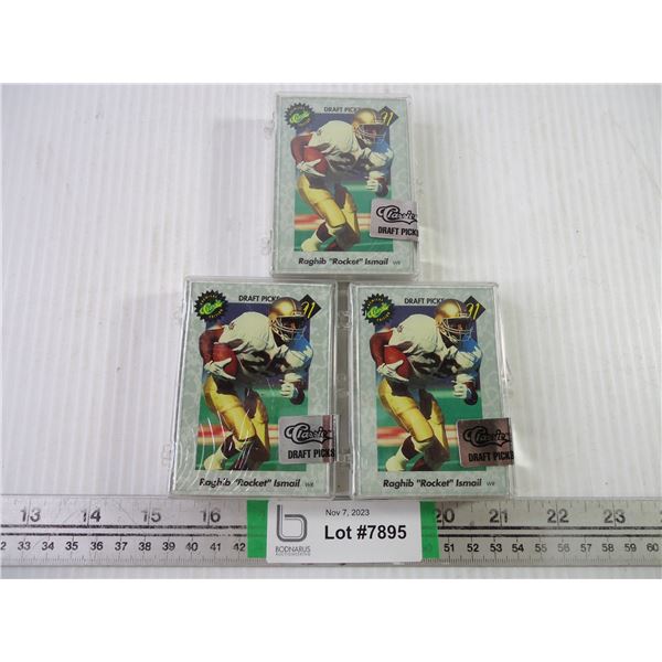 (3) Classic Draft Pick Cards in sealed plastic containers