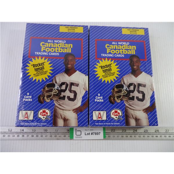 (2) 1991 Premier Edition CFL Player Cards- 9 Card Packs (sealed)