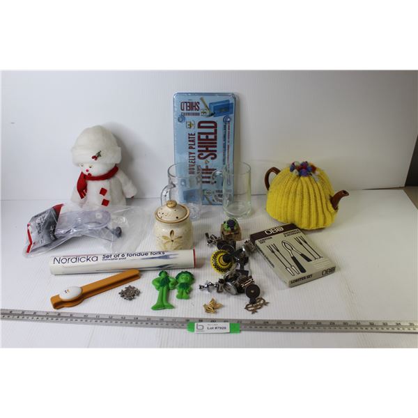 Tea Pot w/Cozy - Lobster Set - Snowman - Safety Goggles - Assorted Magnets - Fondue Forks - Glasses 