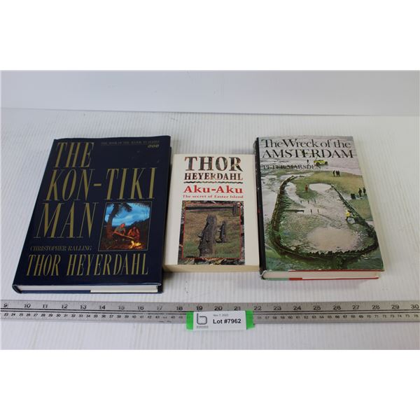 (3) Books - Wreck of Amsterdam - Thor - The Kon-Tiki Man