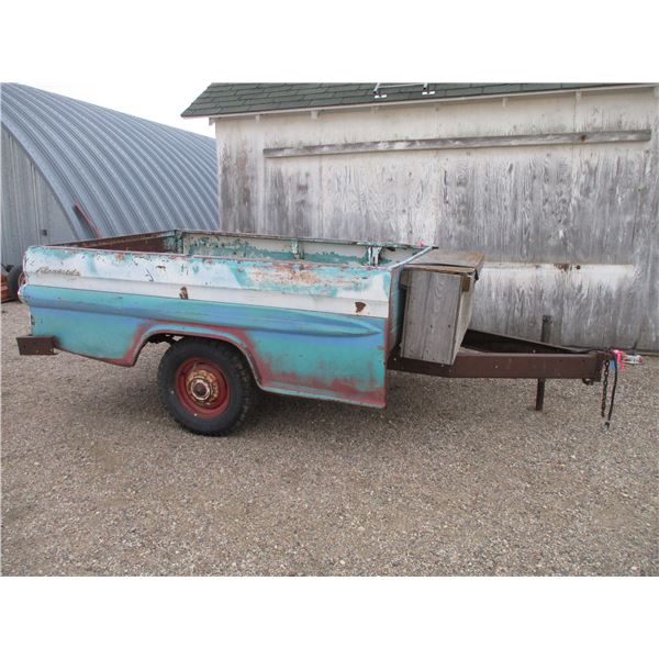 Late 80s Fleetside Box Utility Trailer Wooden Slat Floor