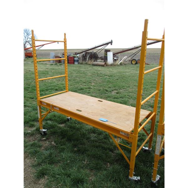 Princess Auto Scaffolding 6ft Yellow with wheels and Platform Bodnarus Auctioneering
