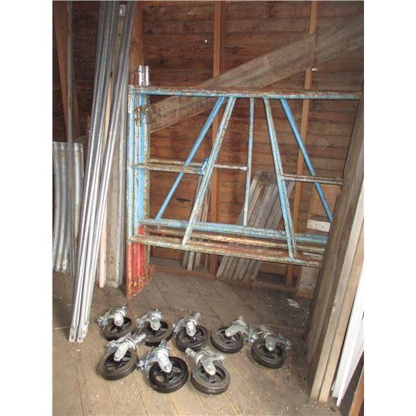 Scaffolding Blue (6) uprights, (6) Diagonals, (8) Wheels, (12) Pins