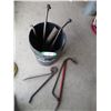 Image 1 : Pail with Crow Bars , Pry Bar, and Tire Wrench