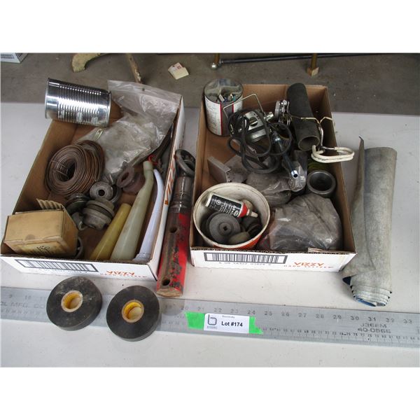 (2) Boxes of Misc., Hanging Wire, Light Clamp,