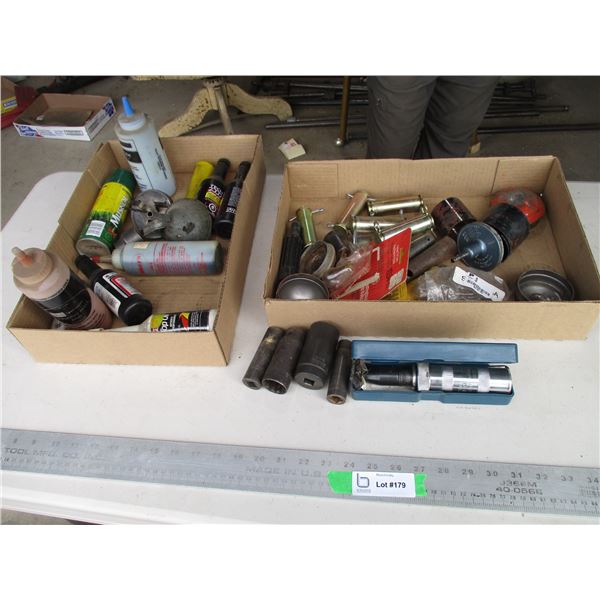 (2) Boxes of Hole Saw, Pins, Sockets 1/2", Line Chalk