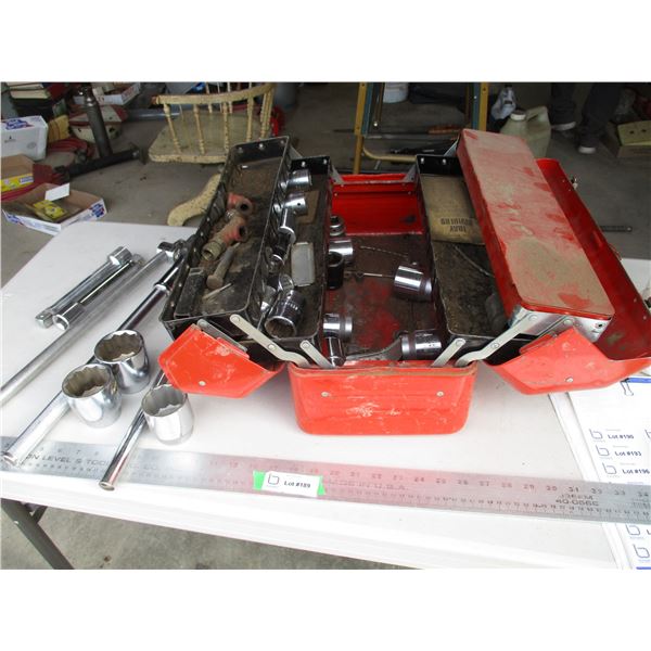 Tool Box, 3/4" Socket Set, Ratchet, Extension, etc.