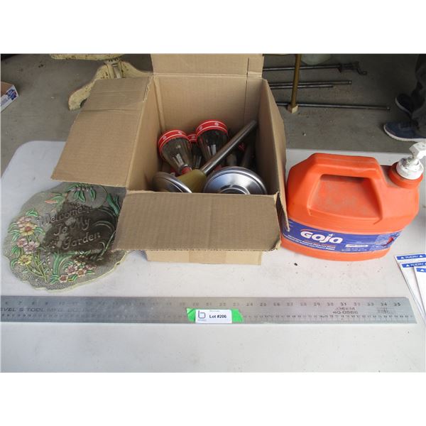 Stepping Stone, Garden Light, Hand Cleaner About 1/3 Full