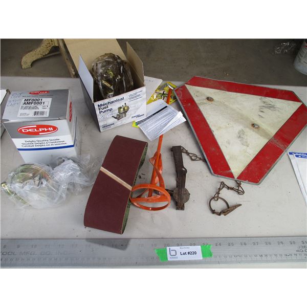 Slow Moving Sign, Paint Stirrer, Sanding Belt