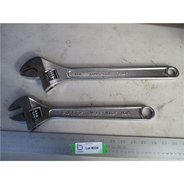 (2) Crescent Wrenches, Metric Size, Left Handed 38cm, 46cm