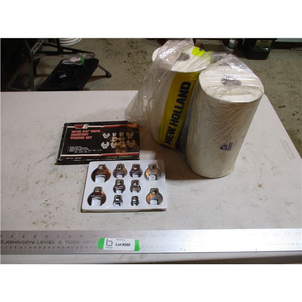 10 Piece 3/8" Drive Crowfoot Wrench Set, (2) Rolls Paper Towel