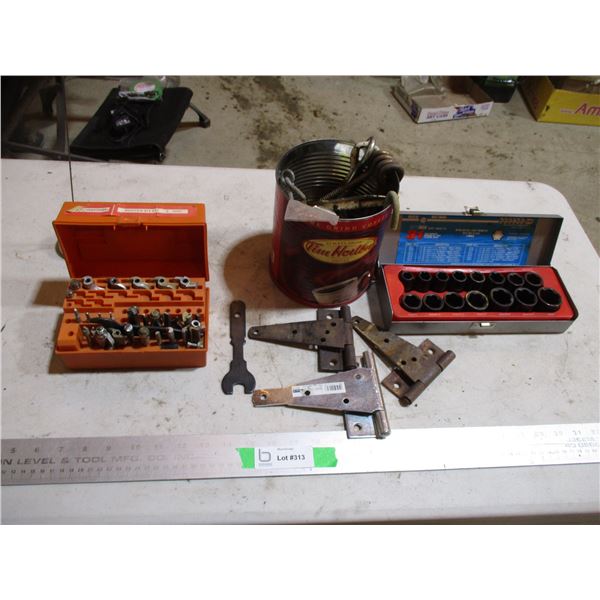 Router Bit Kit, Miscellaneous Hooks, Hinges, Metric and Inch Socket Wrench Set, Antenna