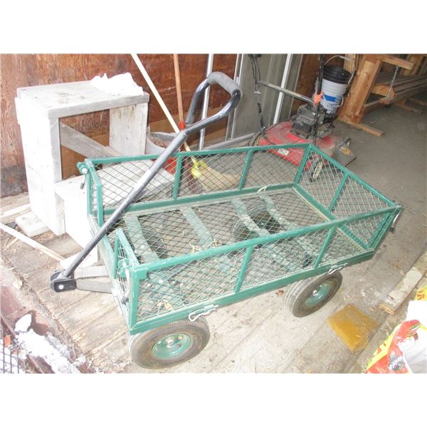 Green Garden Wagon - 40" x 21" - Metal Sides