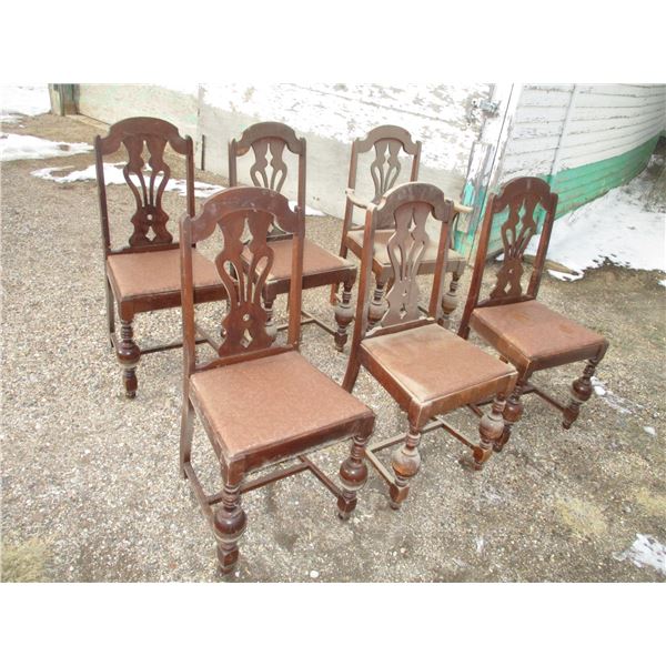 (6) Dining Room Chairs, 1 With Arms, Table - 55" x 39 ', Buffet - 56" x 18 '