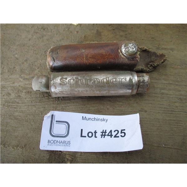 Schrader Vintage Tire Pressure Guage With Leather Pouch