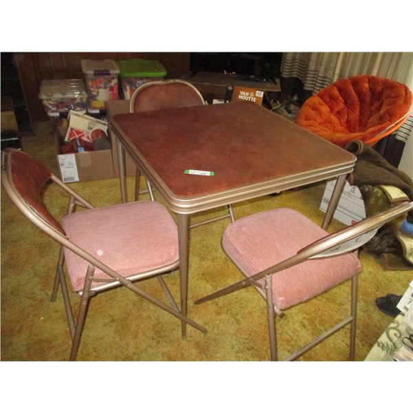 Folding Card Table, (3) Folding Chairs