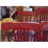 Image 2 : (5) Wooden Chairs Painted Red - 4 Chairs are Press Back