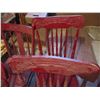 Image 4 : (5) Wooden Chairs Painted Red - 4 Chairs are Press Back