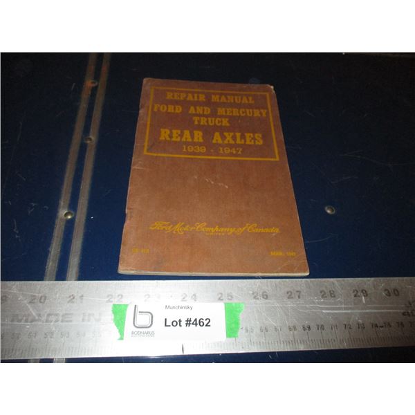 Repair Manual Ford & Mercury Trucks Rear Axles 1939-1947