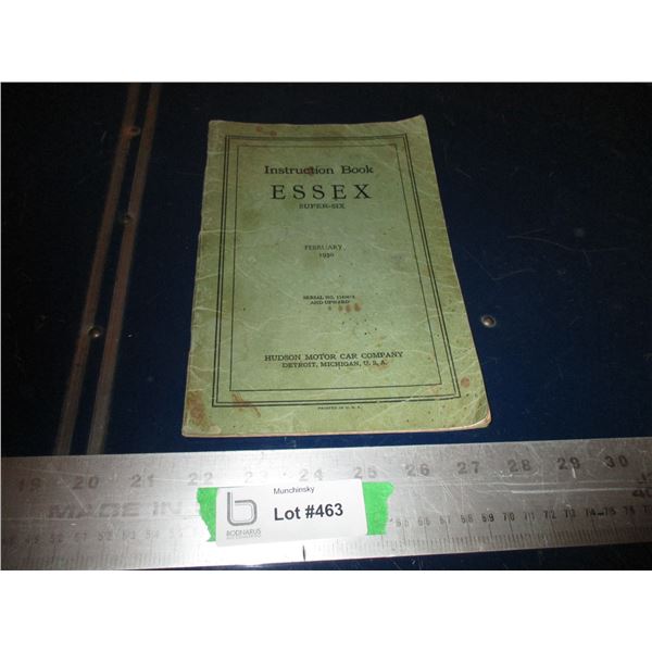 Instruction Book Essex Super-six - 1930