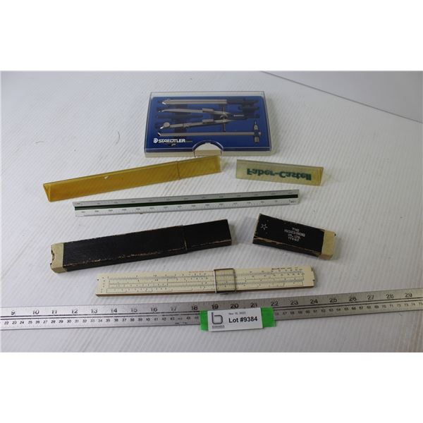 Drafting Items - Slide Ruler - Geometry Set - Architectural Scale Ruler